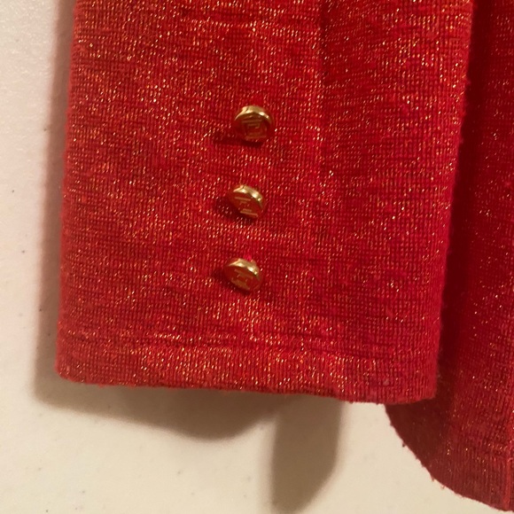 Beautiful Liz Claiborne Red Gold Sparkles Blouse XXL - Picture 4 of 9